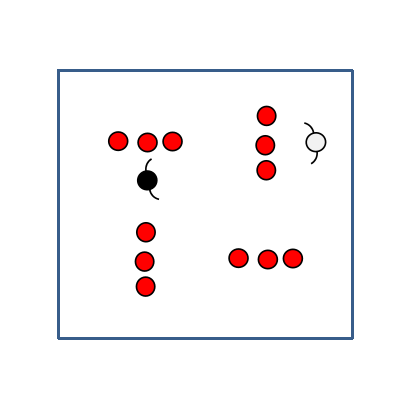 図2 1vs1の鬼ごっこ(パターン2)